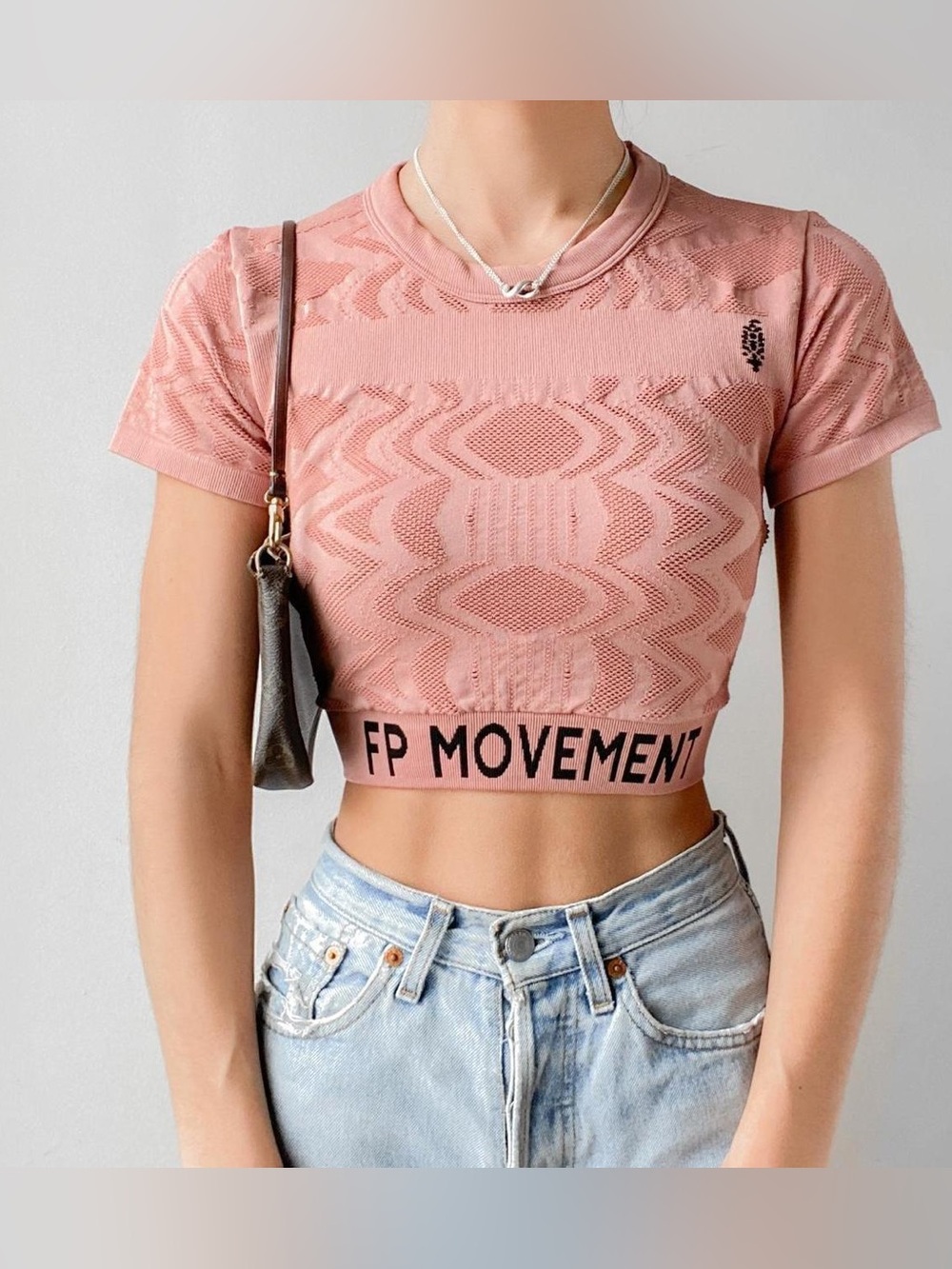 FP Movement by Free People Rose Dust Seamless Short Sleeve Crop Top